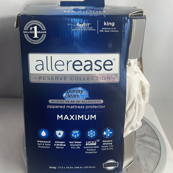 AllerEase Reserve King Zippered Mattress Protector Waterproof Allergy Maximum - Picture 1 of 5